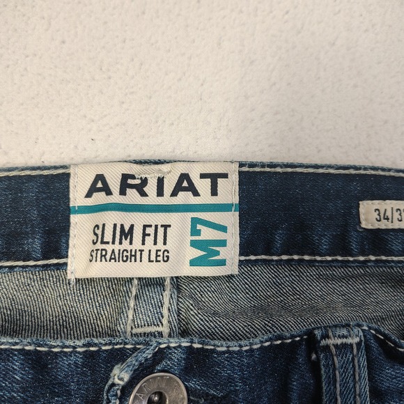 Ariat M7 Rocker Jeans Mens 34x32 Stretch Slim Fit Straight Coltrane Medium Wash - Picture 7 of 14